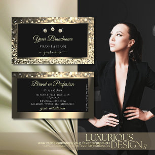 Luxueuze zwarte goudsparkle Glitter Star Diamonds Visitekaartje