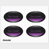 Luxueuze zwarte Paarse productlabels Zachte glitte Ovale Sticker (Vel)