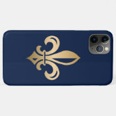 Luxurie Gold Fleur de Lis Navy Case-Mate iPhone Case (Achterkant (horizontaal))