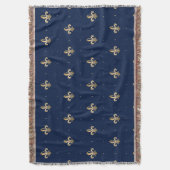 Luxurie Gold Fleur de Lis Navy Deken (Voorkant Verticaal)
