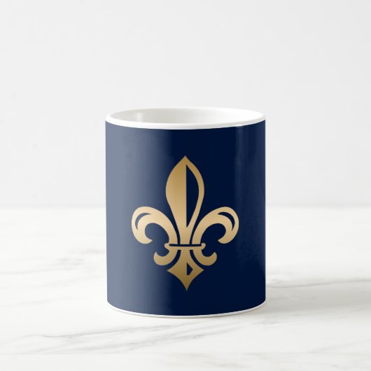 Luxurie Gold Fleur de Lis Navy Koffiemok (Center)