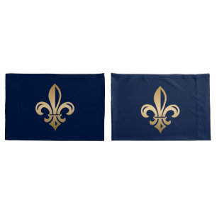 Luxurie Gold Fleur de Lis Navy Kussensloop