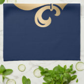 Luxurie Gold Fleur de Lis Navy Theedoek (Gevouwen)
