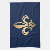 Luxurie Gold Fleur de Lis Navy Theedoek (Verticaal)