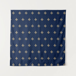 Luxurie Gold Fleur de Lis Navy Wandkleed