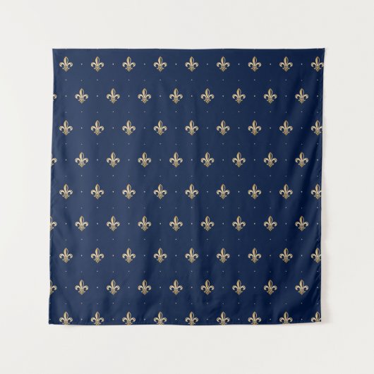 Luxurie Gold Fleur de Lis Navy Wandkleed (Voorkant)