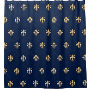 Luxurie Gold Fleur de Lis Pattern marine Douchegordijn