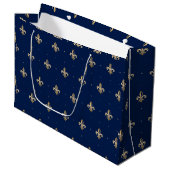 Luxurie Gold Fleur de Lis Pattern marine Groot Cadeauzakje (Voorkant Gekanteld)