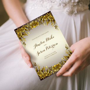 Luxurieachtig Regal Gold Lijst op Broken White Wed Kaart