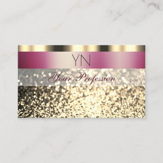 Luxurieus Bourgogne Glitter Monogram Visitekaartje (Voorkant)