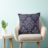Luxurieus Damask Floral Patroon op zeer diep blauw Kussen (Stoel)