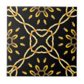Luxurieus Gold Black Moroccan Arabesque Pattern Tegeltje (Voorkant)
