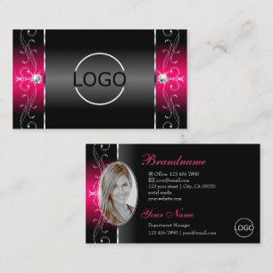 Luxurieuze Black Pink Squiggins Jewels Logo & foto Visitekaartje