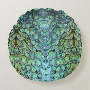 Luxurieuze Elegant Peacock Back Feathers Ornament Rond Kussen