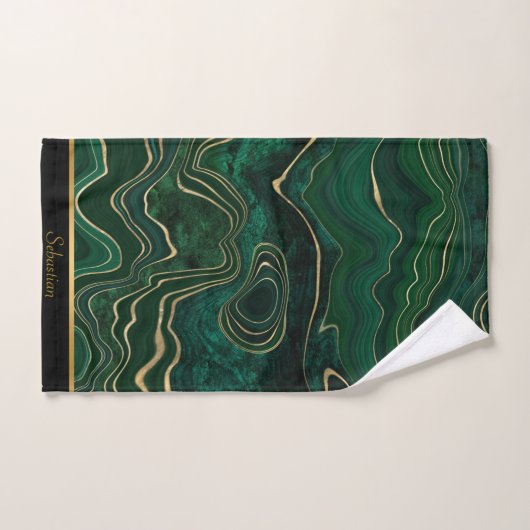 LUXURIEUZE EMERALD GROEN MARBLE TRIM TOWEL SET BAD HANDDOEK (Handdoek)