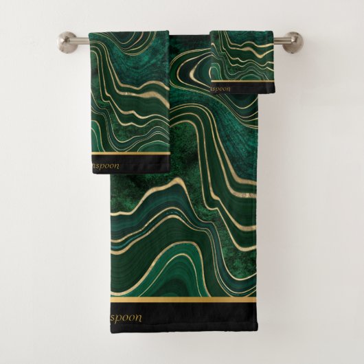 LUXURIEUZE EMERALD GROENE GOUD BAD HANDDOEK (Insitu)