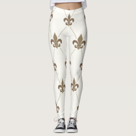 Luxurieuze Gold- en White Fleur de Lis-Leggings Leggings