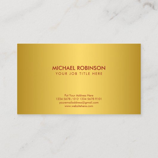 Luxurieuze Gold Royal Emblem | Initiaal op rood Visitekaartje (Achterkant)