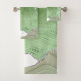 LUXURIEUZE GROENE WITTE MARBLE BATHROOM TOWEL SET BAD HANDDOEK