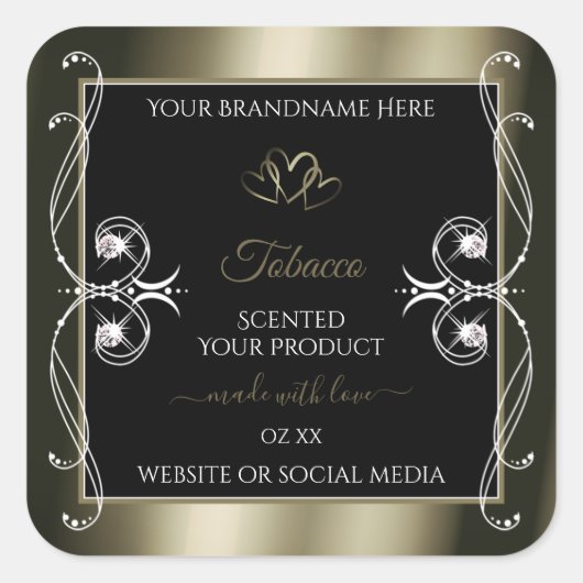 Luxurieuze Platinum Black Product Labels voor sier (Voorkant)