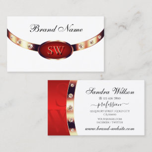 Luxurieuze Roos Gold White en Red Monogram juwelen Visitekaartje