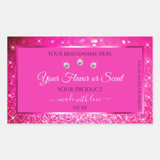 Luxurieuze roze gloeilampverpakkingen rechthoekige sticker (Voorkant)