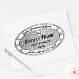 Luxurieuze Silver Glitter Stars Product Labels Log