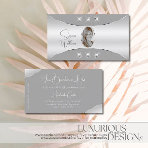 Luxurieuze Silver Grey met diamanten en fotoLuxe Visitekaartje