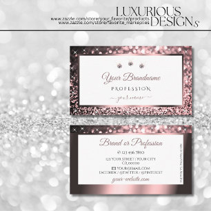 Luxurieuze White Rose Gold Sparkle Glitter Jewels Visitekaartje