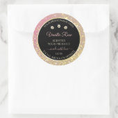 Luxurieuze zwarte roze goudkleurige productlabels ronde sticker (Tas)