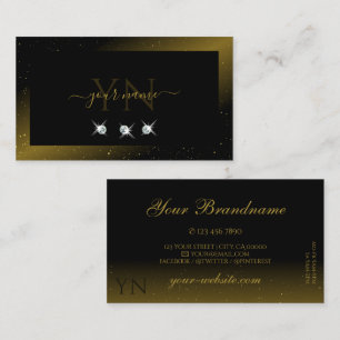 Luxuriezwart goudsdiamanten monogram visitekaartje