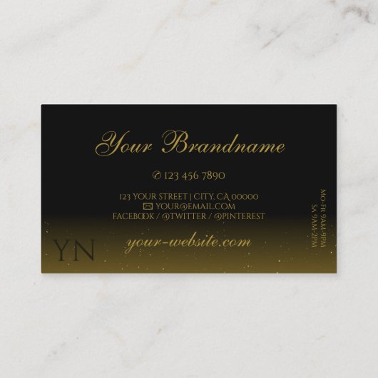 Luxuriezwart goudsdiamanten monogram visitekaartje (Achterkant)