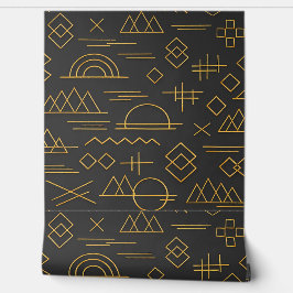Luxurious 3D Gold Embossed Geometric Pattern  Behang