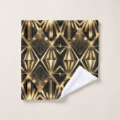 Luxurious Art Deco Geometric Gold and Black (Gant de toilette)