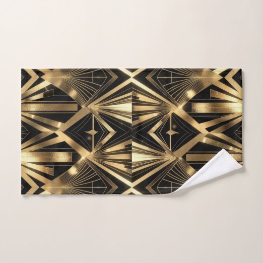 Luxurious Art Deco Geometric Gold and Black (Serviette à main)