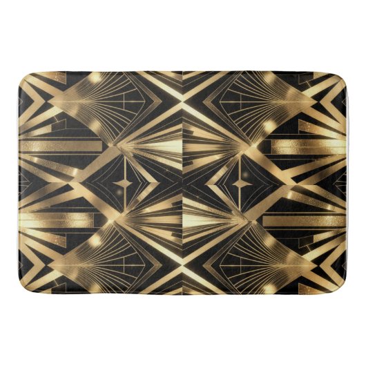 Luxurious Art Deco Geometric Gold and Black Badmat (Voorkant)