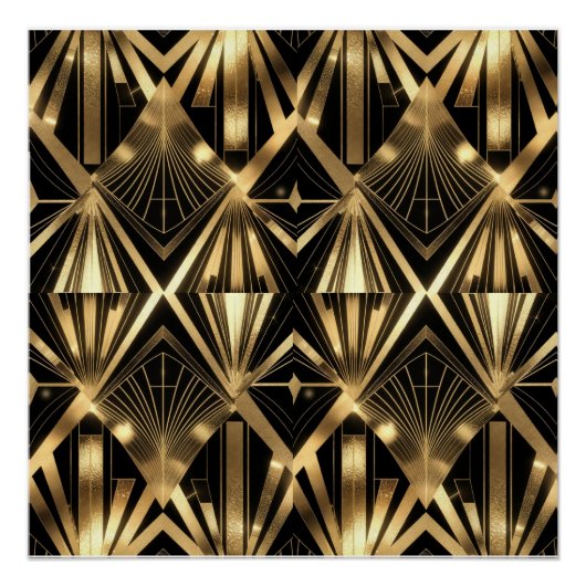 Luxurious Art Deco Geometric Gold and Black Perfect Poster (Voorkant)