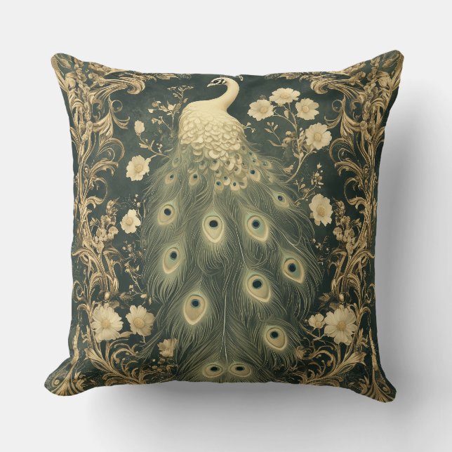 Luxurious Art Nouveau Peacock Design Kussen (Voorkant)