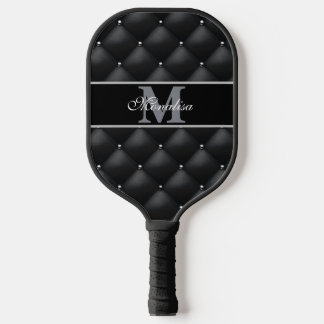luxurious black design monogramed personalized   pickleball paddle