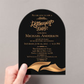 Luxurious Black Gold Retirement Party Acryl Uitnodigingen (Insitu (Draagbaar))