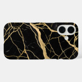 Luxurious Black Marble with Gold Veins Case-Mate iPhone Case (Achterkant (horizontaal))