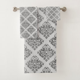 LUXURIOUS Black Silver Grey HAMPTON TOWEL SET Bad Handdoek