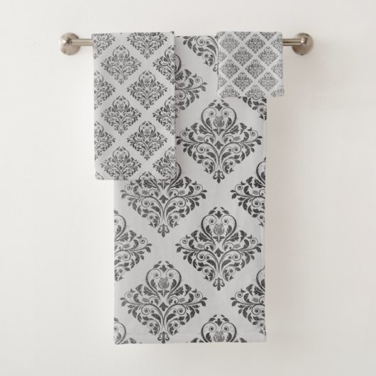 LUXURIOUS Black Silver Grey HAMPTON TOWEL SET Bad Handdoek (Insitu)