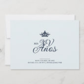 Luxurious Blue Oval Frame Charming Quinceañera Kaart (Achterkant)