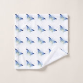 LUXURIOUS Blue White Butterfly TOWEL SET Bad Handdoek (Wasdoekje)