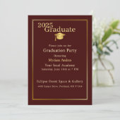 Luxurious Burgundy & Gold Graduation Invitation (Debout devant)