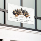 Luxurious Cityscape New Year’s Greeting Spandoek (Buitenkant Gebouw)