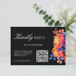 Luxurious Classy Elegant Watercolor Flowers weddin RSVP Kaartje
