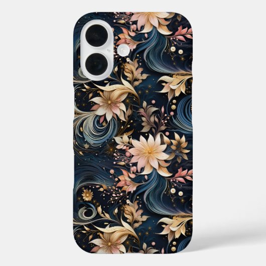 Luxurious Dark Blue Botanical Garden Case-Mate iPhone Case (Achterkant)