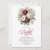 Luxurious Deep Red Gold Bridal Shower Invitation (Devant)